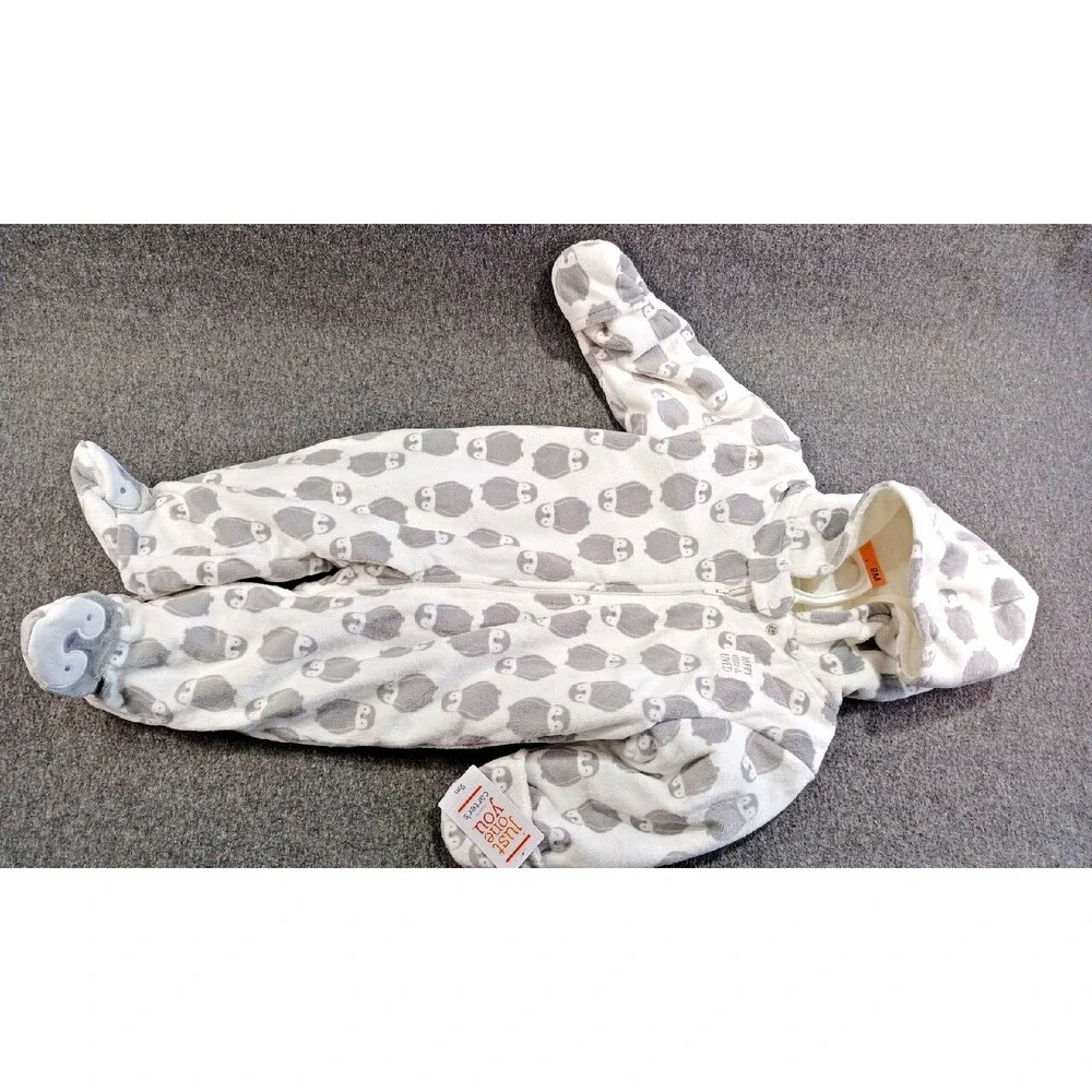 Carters Just One You Infant Unisex White Coverall Penguins Baby Bunting Pram 9M